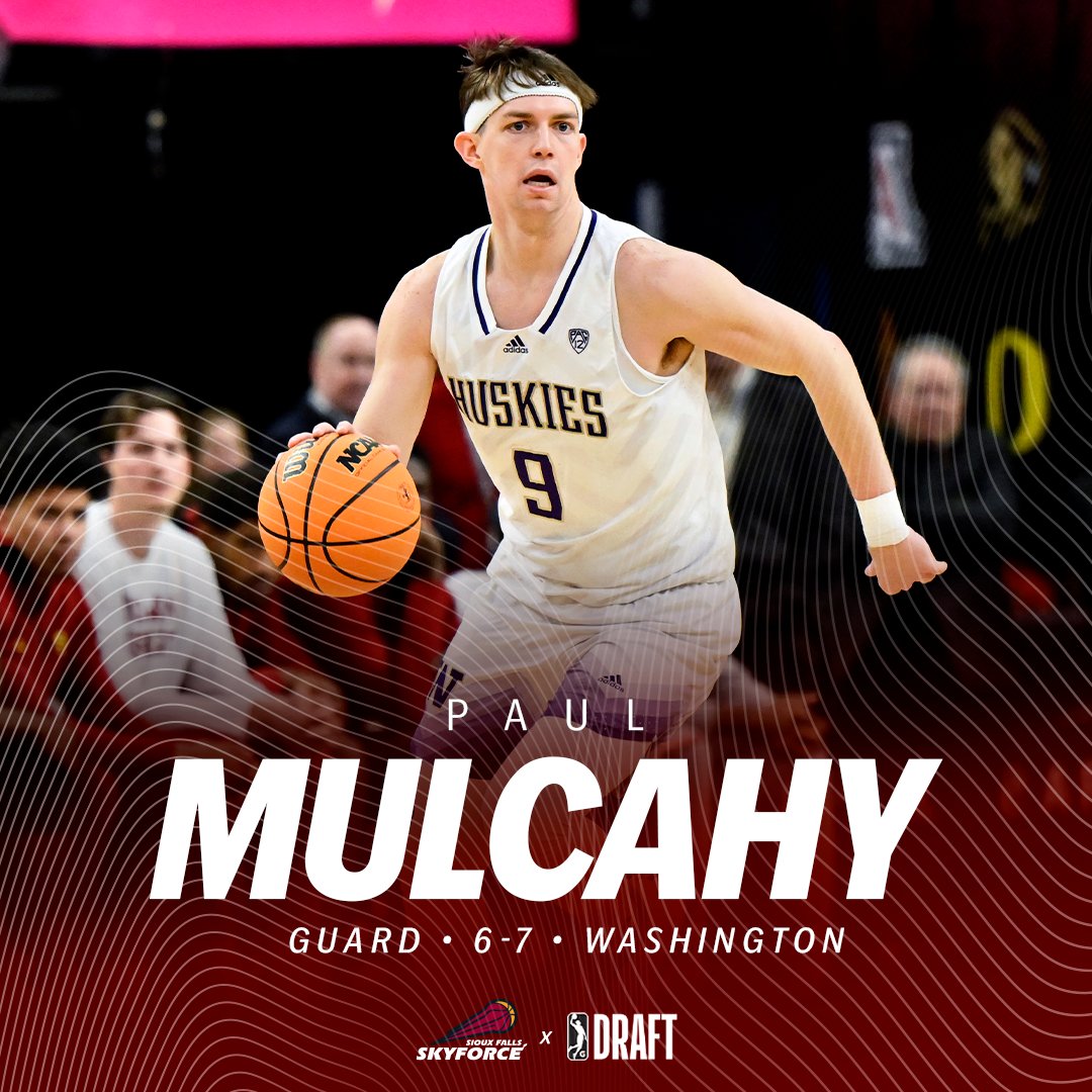 SFSkyforce's tweet image. The Sioux Falls Skyforce select Paul Mulcahy with the 17th pick in the @nbagleague Draft!!