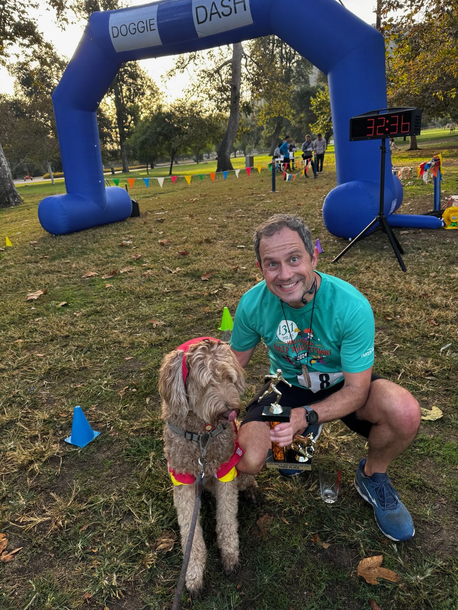My very first podium placing! Thank you, Barry Allen for loaning me some of your Speed Force access. 🥉🎃🐶🏃‍♂️⚡ #HowloWeenDoggieDash #LAFrontrunners