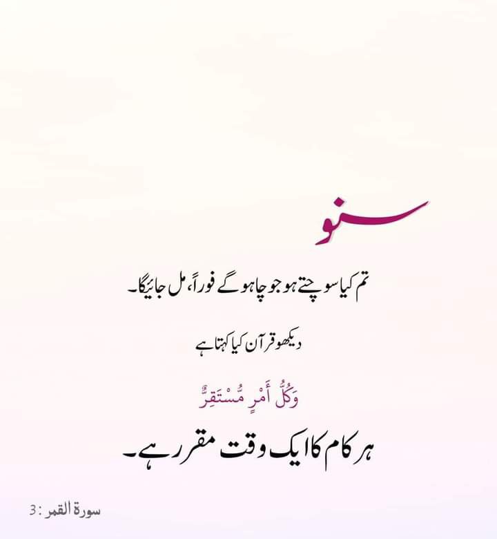 R_R_A14's tweet photo. القرآن الکریم ❤️ 

وکل امر مستقر 
ہر کام کا ایک وقت مقرر ہے۔
سورۃ القمر:3 https://t.co/iXSZ6Ge8wj