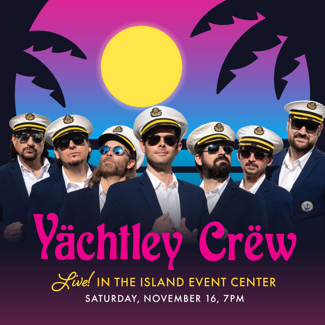 Treasure Island (@ticasino) on Twitter photo Feel the summer vibes when <a href="/YachtleyCrew/">Yachtley Crew</a> anchors at The Island! Considered “The Titans of Soft Rock,” come sail away to their easy, breezy mix of soft rock and original songs in the Island Event Center on Saturday, November 16. Get your tickets at ticasino.com! Feel the summer vibes when <a href="/YachtleyCrew/">Yachtley Crew</a> anchors at The Island! Considered “The Titans of Soft Rock,” come sail away to their easy, breezy mix of soft rock and original songs in the Island Event Center on Saturday, November 16. Get your tickets at ticasino.com!