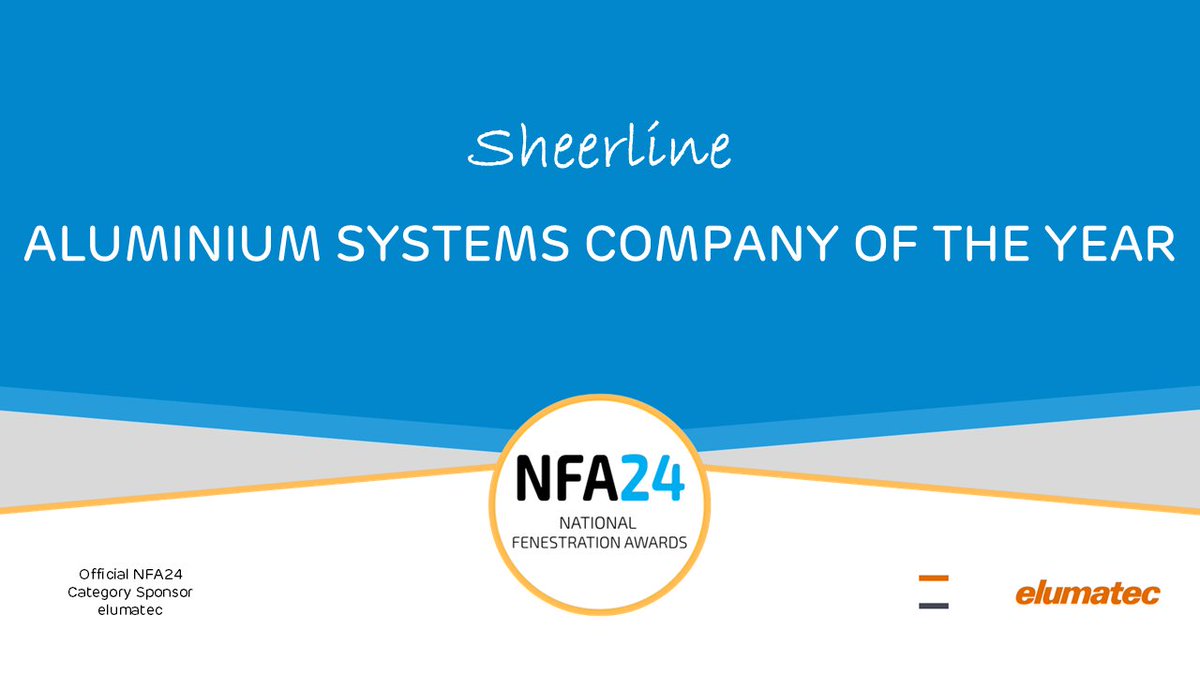 NatFenAwards's tweet photo. The winner of Aluminium Systems Company Of The Year for 2024 is @SheerlineSystem! Congratulations! #NFA24
This category is proudly sponsored by @elumatecUK https://t.co/TaYBCoqyT4