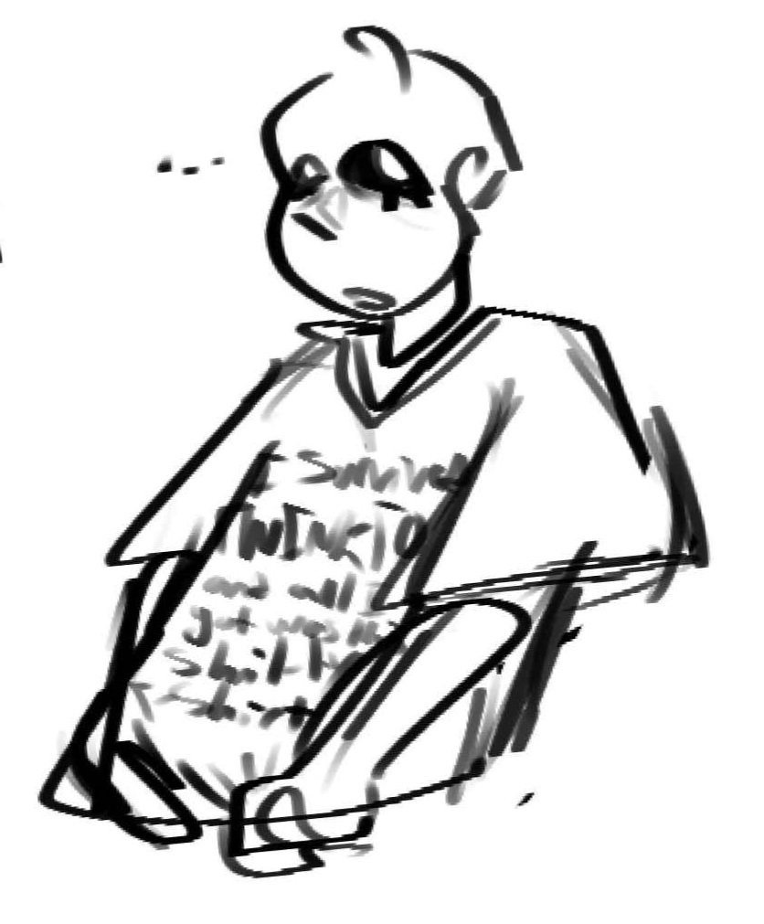 Silly doodle of <a href="/NotSkelebeeton/">Sussy Bee</a> 's twilight- I put him in a shirt that says 'I survived twinktober and all I got was this shitty tshirt'