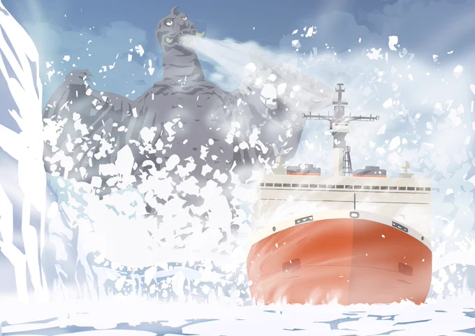 #私の愛するウルトラQ「ペギラが来た!」「東京氷河期」シンプルかつ王道な大怪獣感のあるペギラ。冷凍怪獣としての個性も抜群。プラモデルのTHE特撮コレクションのペギラはサフ吹きだけで十分カッコ良かった。 