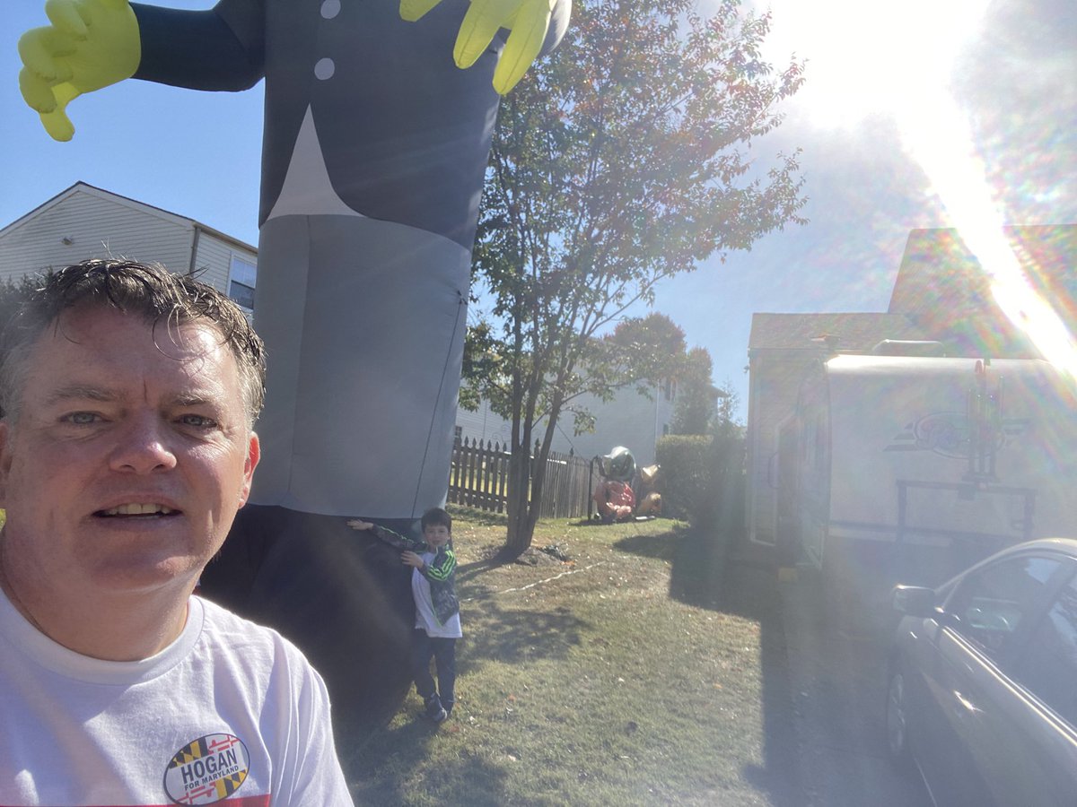 RJS4Congress's tweet photo. We met Frankenstein’s Monster and other residents while door knocking in Arnold.   And then we spent some time greeting voters at the Broadneck Library.  Early voter turnout has been amazing!  

#robsteinbergerforcongress
#CongressionalDistrict3
#GetOutTheVote
#YourVoteMatters https://t.co/rpeJYR9GQy