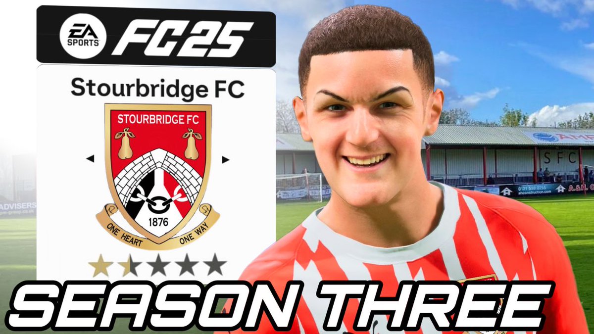 Careerm0deking's tweet photo. STOURBRIDGE SEASON 3 OUT NOW! Hop on the crazy train! @StourbridgeFC
https://t.co/nMnX7RNcXT
#StourAyWe #OneHeartOneWay #stourbridge #Stourbridgefc #fc25 #eafc25 #createaclub #rtg #roadtoglory #careermode #leagueone #efl #playoffs #youthacademycareermode https://t.co/Tt33G3IgbI