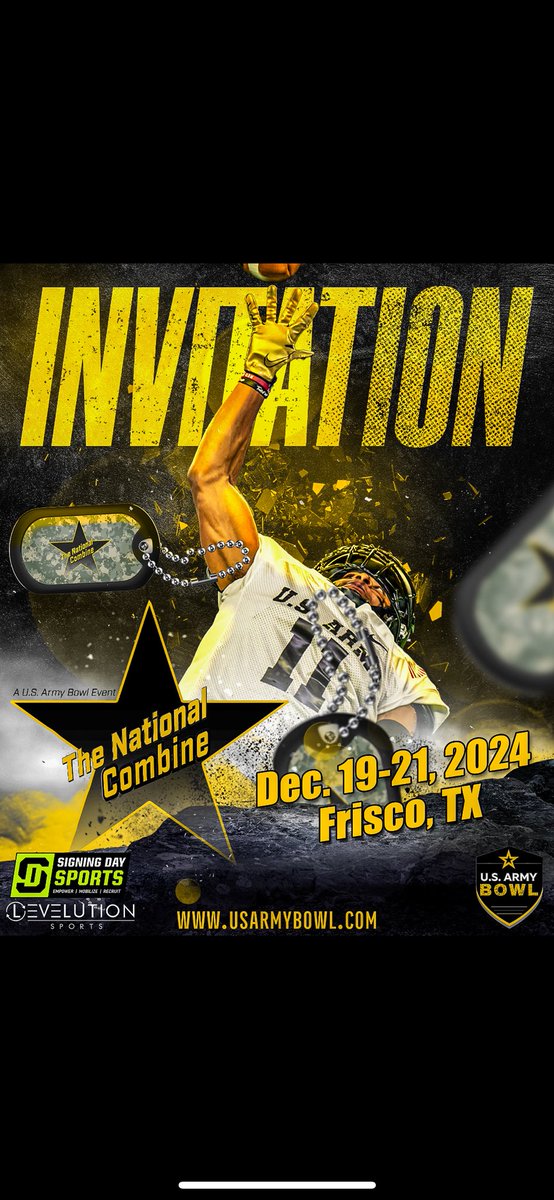 Proud to receive my official invitation letter to #TheNationalCombine at the <a href="/USArmyBowl/">Military Appreciation Bowl Week</a> Thank you <a href="/GregCooperNJ/">Greg Cooper</a> !!! <a href="/TudorGMS/">Coach Tudor GMS Football</a> @ShaneElkin48 <a href="/Goshen_Athletic/">Goshen Warrior Athletics</a> <a href="/21Brooker/">Cory n Anna Brooker</a> <a href="/AnnaBrooker21/">Anna Brooker</a>