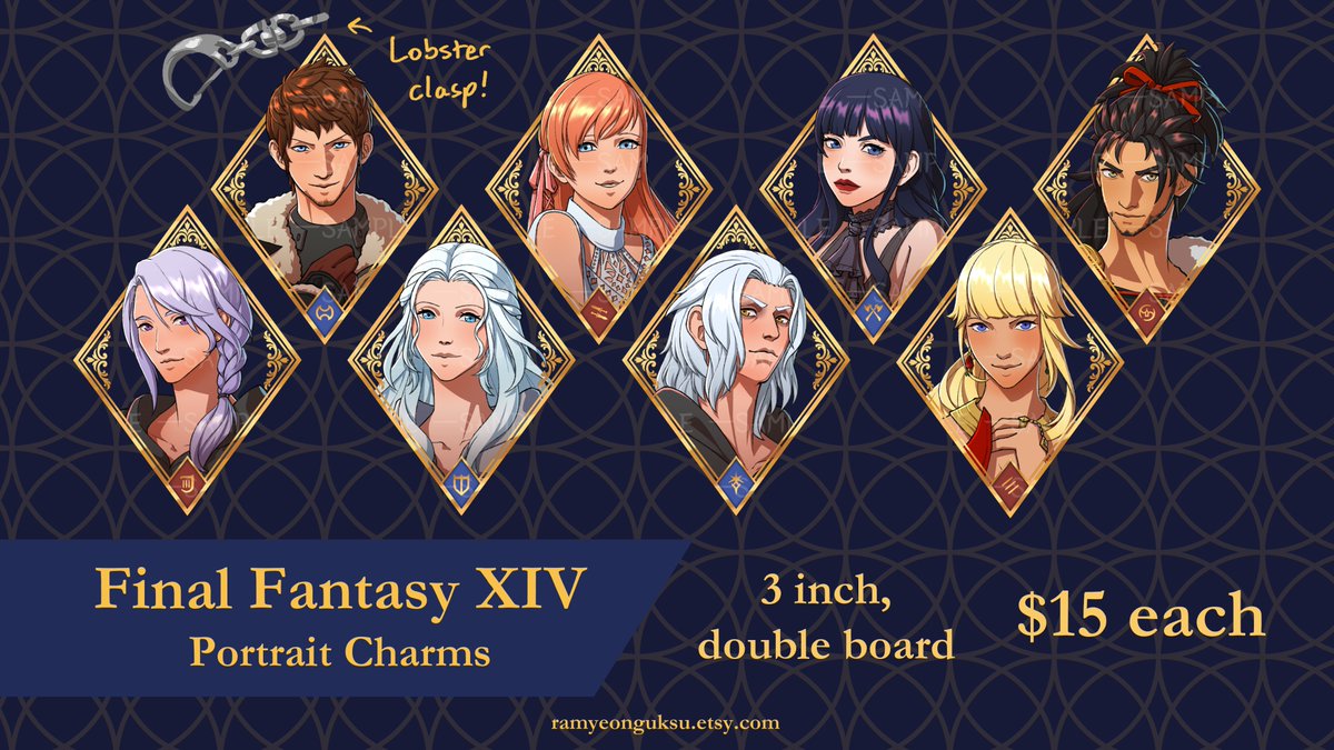 PREORㄷERS for Wave 2 of my FFXIV charms are now available!

I will also be hosting a raffle giving away two charms! To enter you must:

- Follow me!
- Retweet!
-Comment a picture of your WoL and which two characters you want!

Raffle ends on Nov 1 and preorders will end No. 3!