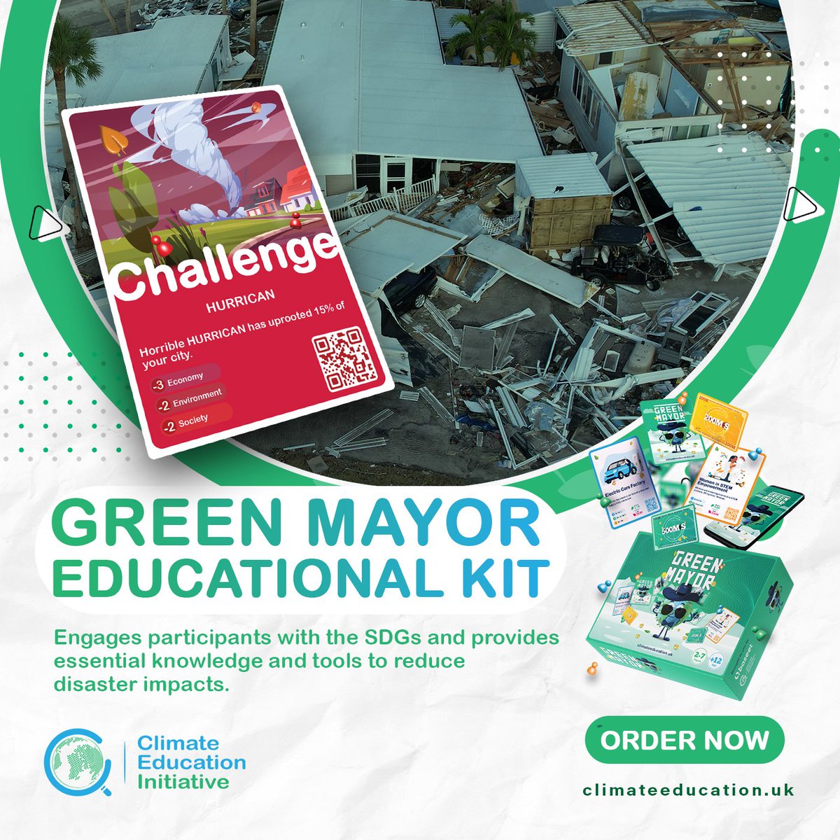ClimateEduUK's tweet photo. #GreenMayor #Educational Kit is a dynamic resource designed to raise #awareness about #ClimateAction and unusual #climate events. By engaging participants with the (#SDGs), it provides key knowledge and tools to reduce #disaster impacts, while promoting #ClimateJustice. https://t.co/WM4AY0eV4G