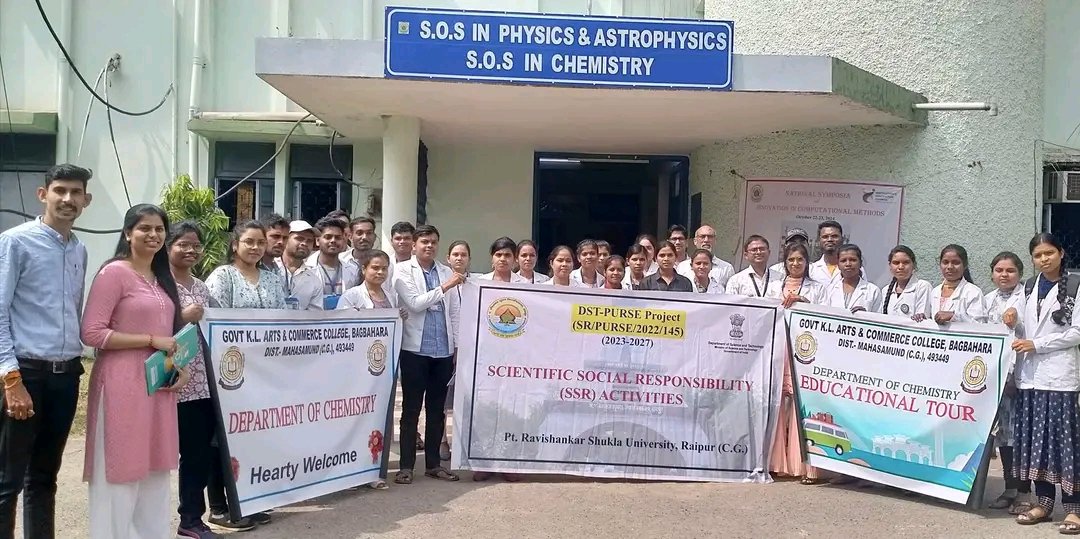 DST_PURSE_PRSU's tweet photo. Hosted our second SSR activity with students from Govt. College Bagbahara, Mahasamund, Chhattisgarh. They explored our facilities and learned about research opportunities under the DST PURSE Project. Excited to empower future researchers! #SSRActivity #DSTPURSE"PRSU https://t.co/wniSoei6jX