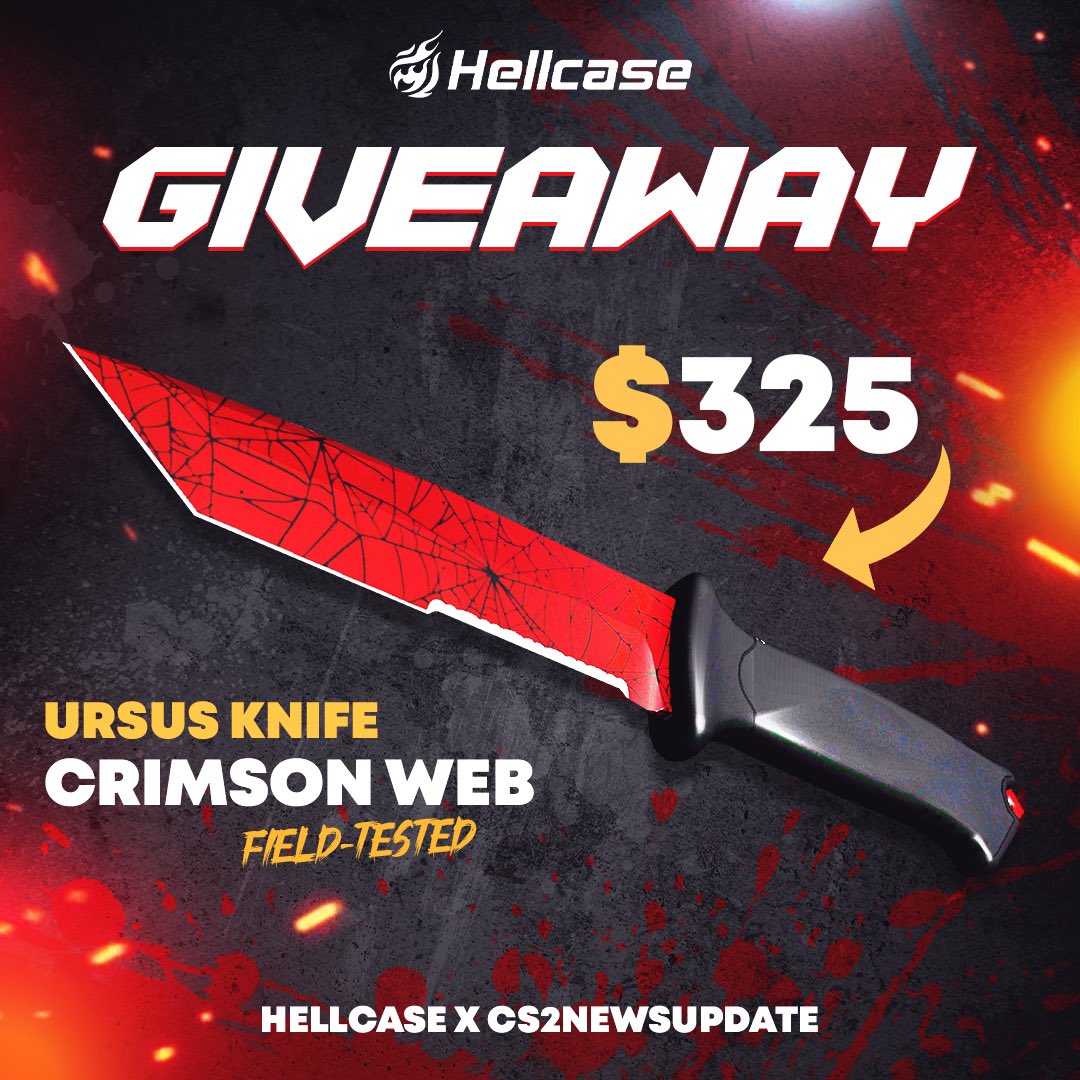 CS2 GIVEAWAY

🎁 Ursus Knife | Crimson Web (325$)

Steps to join 👇 
✅ Follow <a href="/cs2newsupdate/">CS2 NEWS</a> &amp; <a href="/hellcasecom/">Hellcase🔥</a> 
✅ Retweet
✅ Tag 2 friend