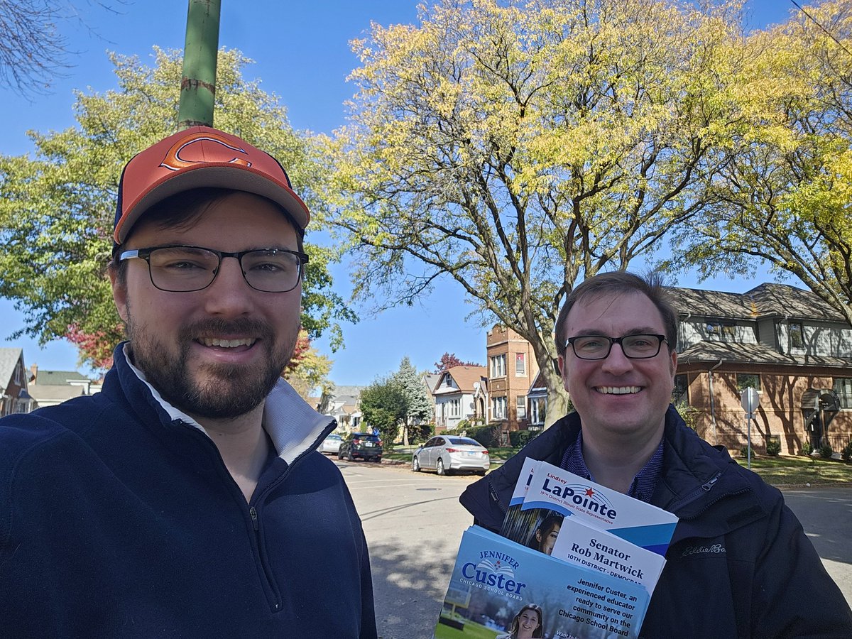 Another lovely weekend to knock doors! Kieran and I spoke with voters in western Jeff Park this afternoon about our friends <a href="/robertmartwick/">Robert Martwick</a> <a href="/LaPointefor19/">Lindsey LaPointe</a> and Jennifer Custer.

Folks are excited to get out and vote for them!