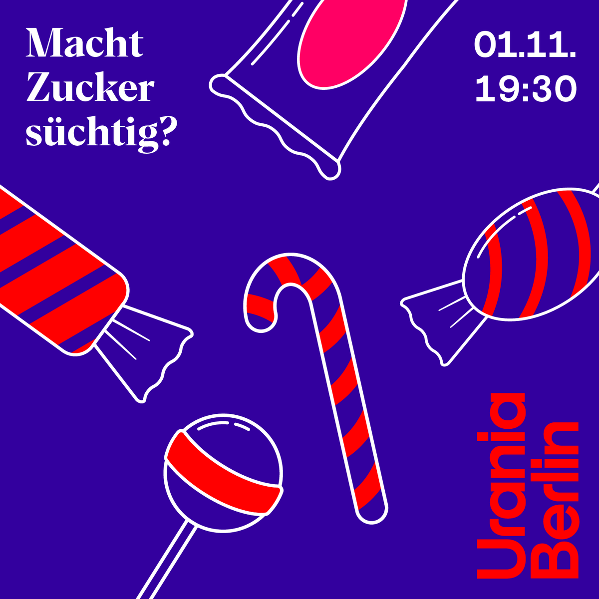 Zucker ist in aller Munde. Keine Party ohne süße Versuchung, kaum ein Lebensmittel ohne. Doch Zucker steht im Verdacht, krank und sogar süchtig zu machen. 
Müssen wir konsequenter verzichten? Und wer entscheidet das? Wir selbst oder die Politik?

Tickets uraniaberlin.reservix.de/p/reservix/eve…