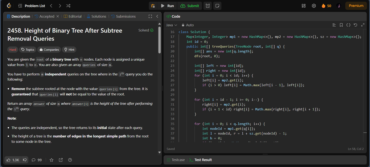 DevGupta4526's tweet photo. Day 51 of #CodeDaily 💻

✅ Solved #LeetCode problem: Height of Binary Tree After Subtree Removal Queries
🎉 Wrapped up 50 days of #CoreSubjects series! Moving forward with a focus on more coding challenges 🚀
#100DaysOfCode #CodingJourney #LeetCodeChallenge https://t.co/q7hZktEK7h