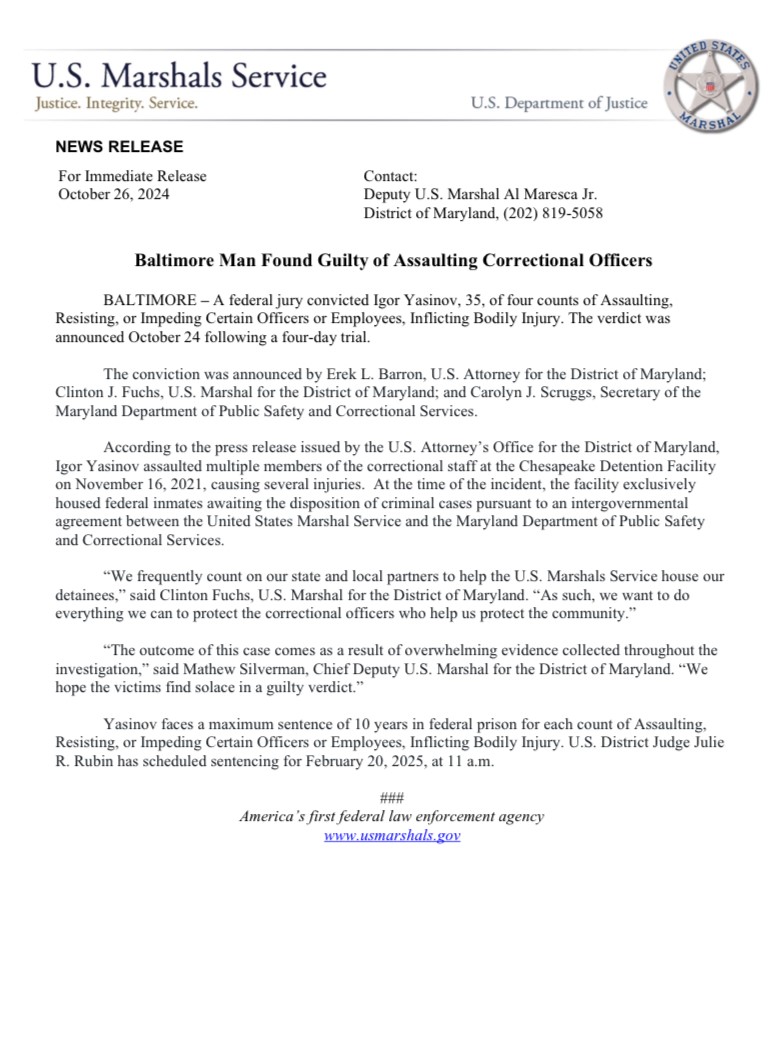 U.S. Marshals Service Baltimore tweet media