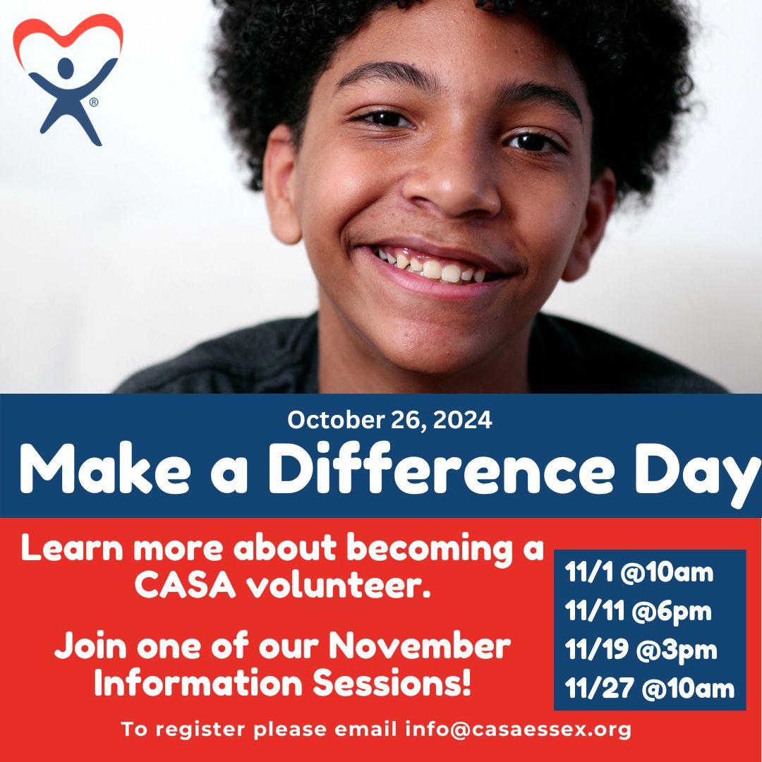 Ever thought about how you can make a lasting impact on a child's life? Become a CASA volunteer advocate and be the difference! Join us at one of our upcoming information sessions next month to learn more about how YOU can help children in foster care find their voice and thrive.