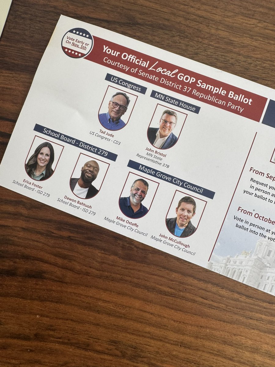 Jason DeRusha (@derushaj) on Twitter photo Interesting who isn’t listed on the local <a href="/mngop/">Republican Party of Minnesota</a> sample ballot that arrived in my mail today Interesting who isn’t listed on the local <a href="/mngop/">Republican Party of Minnesota</a> sample ballot that arrived in my mail today