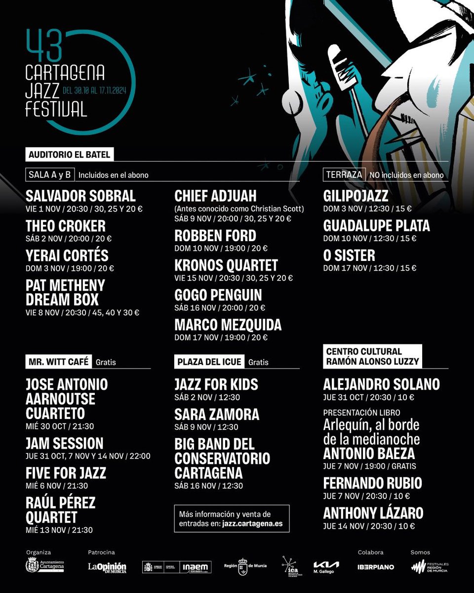 cartagenajazz (@cartagenajazz) on Twitter photo Los británicos <a href="/GoGo_Penguin/">GoGo Penguin</a> sorprenden con su original apuesta que fusiona diversos estilos, en un formato que va de lo acústico a lo electrónico.
🎟️ Consigue tus entradas en jazz.cartagena.es/2024/index.asp… Los británicos <a href="/GoGo_Penguin/">GoGo Penguin</a> sorprenden con su original apuesta que fusiona diversos estilos, en un formato que va de lo acústico a lo electrónico.
🎟️ Consigue tus entradas en jazz.cartagena.es/2024/index.asp…