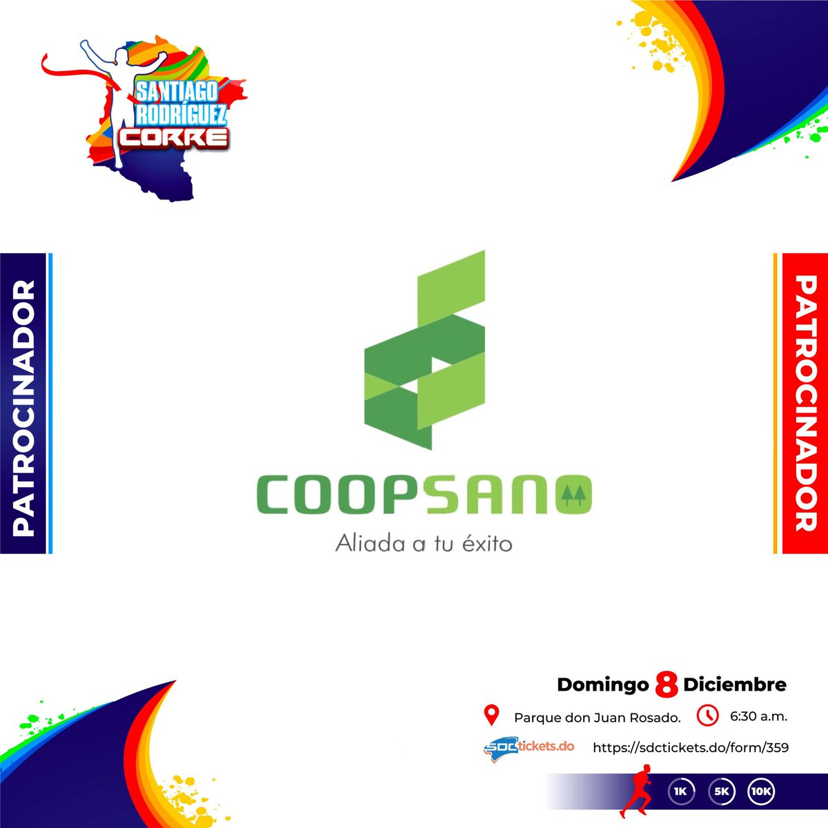 Bienvenidos <a href="/Coopsano/">@Coopsano</a> a #santiagorodriguezcorre2024 el evento deportivo más esperado para cerrar el año junto a runners de todo el país. ¿Ya te inscribiste? No te quedes fuera!!! 
#1kniños🧒👧🏅 
#5k
#10k 
#santiagorodriguezcorre2024