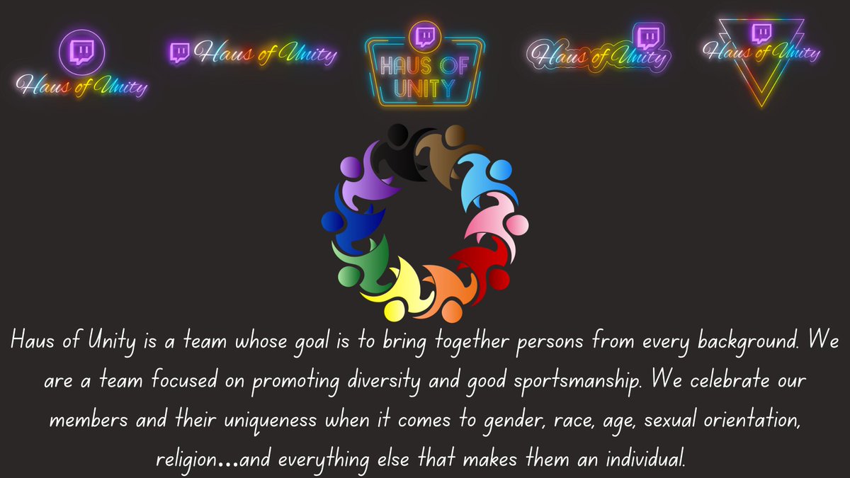 I am happy to announce my new stream team: Haus of Unity! Haus is a smaller team whose focus is on being a close knit group promoting diversity, inclusion, and good sportsmanship! Attached is our official logos and mission statement! <a href="/HausOfUnity/">Haus Of Unity</a> #Twitch