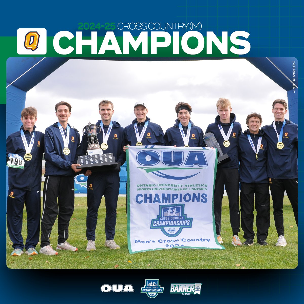 CHAMPIONS 🏆

The <a href="/queensgaels/">Queen's Gaels</a> take home the men's title at the 2024-25 #OUA Cross Country Championships. 👟

#BannerSeason