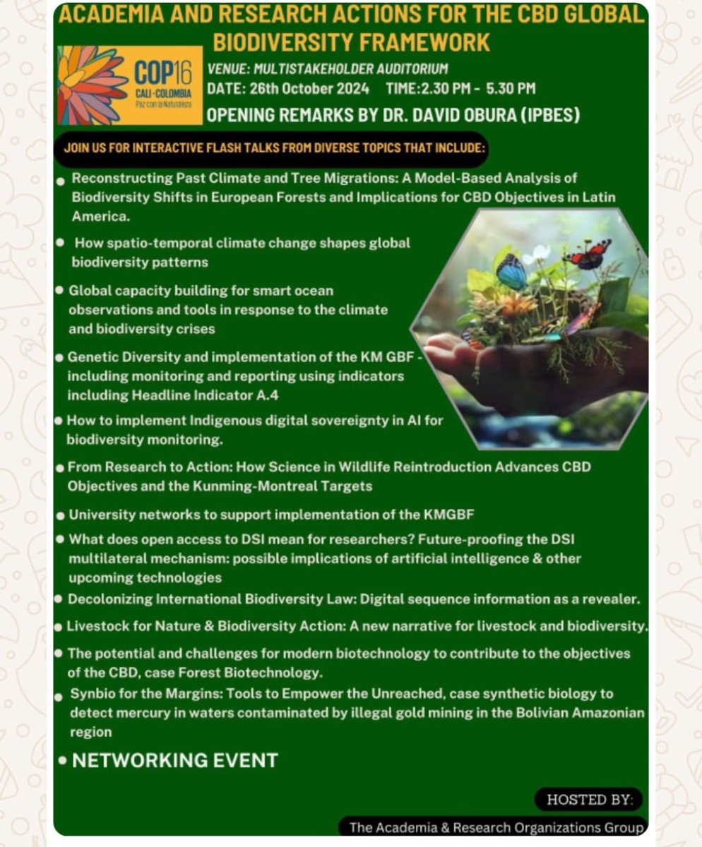 seanmhoban's tweet image. Exciting talks happening NOW at #cop16 including representatives of the @CoalitionConGen science policy forum! @conservationx @IUCN @EarthBioGnome