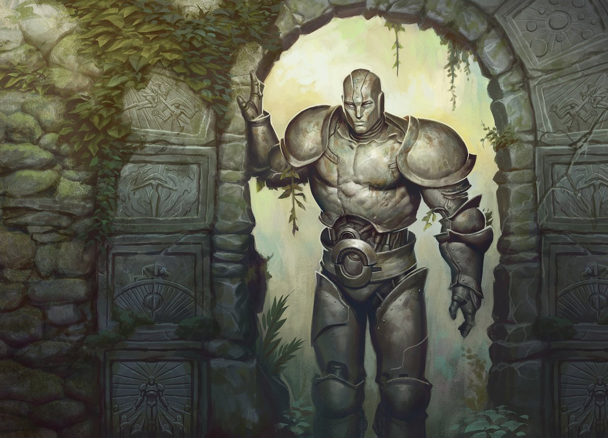 forrestimel's tweet image. Here is the full art for the reprint of Solemn Simulacrum that I did for Magic the Gathering. I'm really honored to get to paint such an iconic card. There are also some fun details about the creation of this image that I'll be sharing later this week.