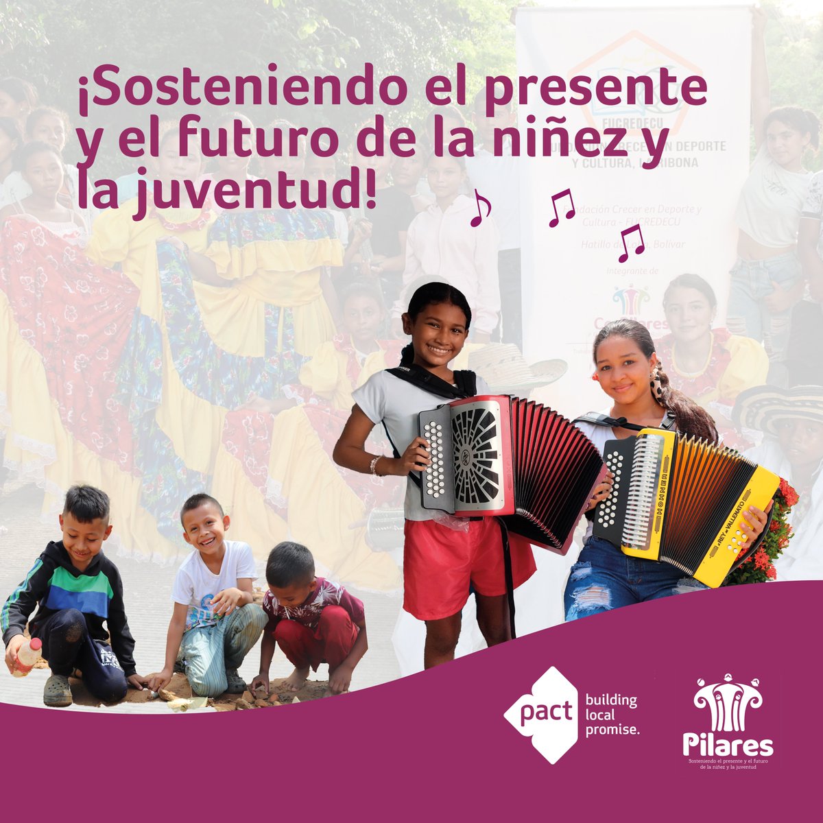 💪¡Siempre comprometidos con la niñez y la juventud del país!🇨🇴🧒🏾. 1343 niños, niñas y adolescentes impactados en el Sur de Bolívar gracias al proyecto Pilares. Seguimos construyendo presente y futuro en las comunidades.👨‍👨‍👧‍👦  #Juventud #PACTporlajuventud #NIñosyNIñas #Pilares.