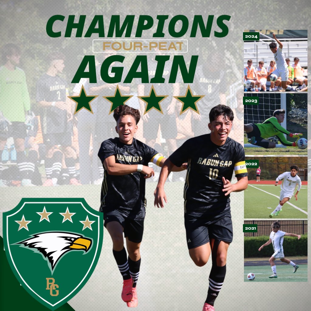 Rabun Gap Athletics (@rabungapeagles) on Twitter photo FOUR-PEAT!!!!!!
JP Orozco Soto scores at the 70' mark to cap off the Eagles fourth consecutive state title! What a run by this resilient group! Congratulations, boys! Congratulations, Coach Sasnett!
#LEADTheWay #1RG
<a href="/RGNS/">Rabun Gap-Nacoochee School</a> FOUR-PEAT!!!!!!
JP Orozco Soto scores at the 70' mark to cap off the Eagles fourth consecutive state title! What a run by this resilient group! Congratulations, boys! Congratulations, Coach Sasnett!
#LEADTheWay #1RG
<a href="/RGNS/">Rabun Gap-Nacoochee School</a>