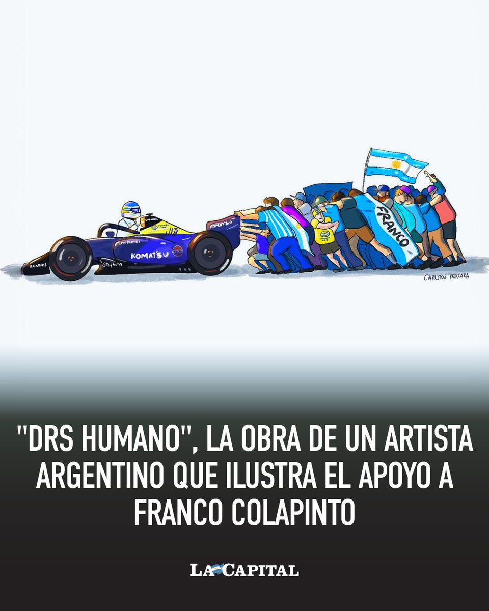 TODOS JUNTO AL PILOTO ARGENTINO 💪🇦🇷

🏎️ El artista argentino Carlitos Percara publicó un #dibujo que ilustra el inmenso apoyo que recibe el piloto argentino de #Fórmula1 Franco #Colapinto cada vez que enciende el motor de su #Williams.

El dibujante tituló su obra como "DRS