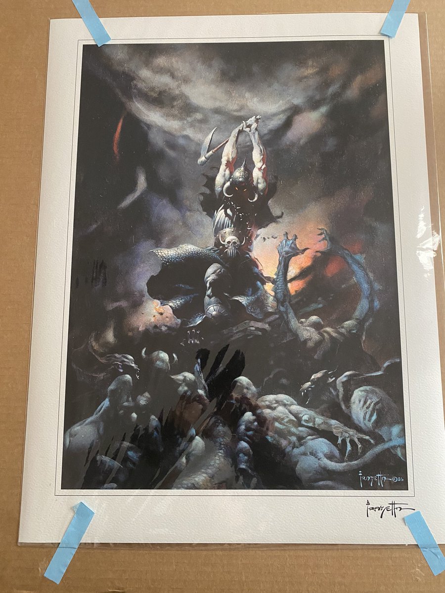 AScorcho's tweet image. Finally added a quality print of my favorite Frazetta painting.  @frazettagirls