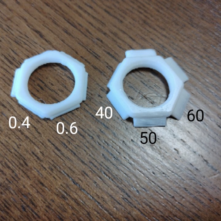 RunAholic8823's tweet photo. 3DPのオーバーハングを検証してみた。※サポートを使わない前提で。
以下が個人的に許容できるレベル。
勾配がない場合 → 0.4-0.5mm
勾配がある場合 → 40-50deg
積層が気にならなければ、勾配70degまで使えそうな感じ。
#3DP #FDM #clearity #k1c #サンステラ https://t.co/2M6rpamV1M
