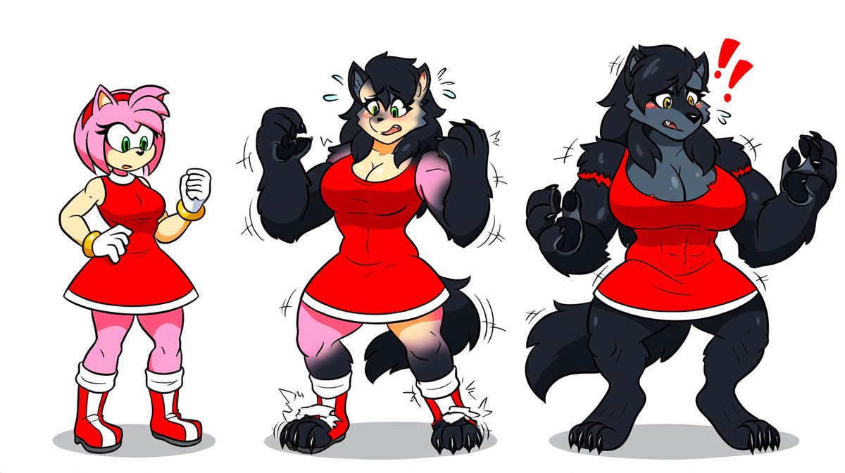 Furryaistuf's tweet photo. Amy rose to werewolf transformation https://t.co/fRpEWeyRpd
