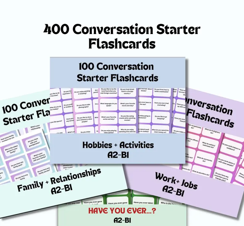 mcwilsonky's tweet photo. 400 ESL Conversation Starter Flashcards, Family, Work, Hobbies, Present Perfect for A1-B1 Level ESL Learners

https://t.co/Yj7PNXOoLf

#ESL #Languages #LanguageLearning #teachers #teaching #learning #MonaPrint #Etsy https://t.co/vedBOriBVn
