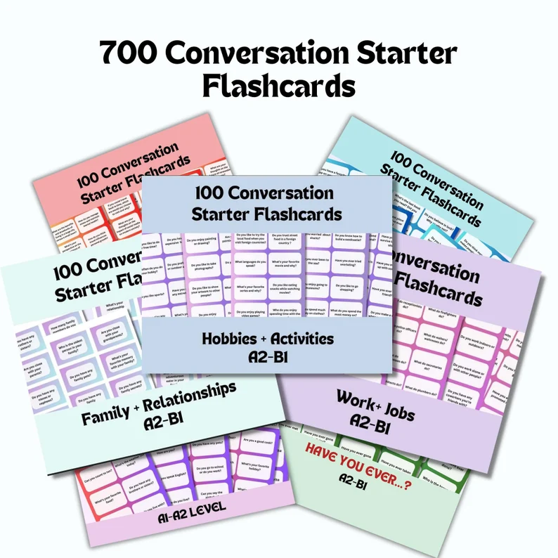 mcwilsonky's tweet photo. 700 Conversation Starter Flashcards for ESL Learners A1-B2 Level General Topics and More, Interactive ESL Activities Speaking Prompts

https://t.co/okZmrDPHIb

#ESL #Languages #LanguageLearning #teachers #teaching #learning #MonaPrint #Etsy https://t.co/s2kI01KCyj