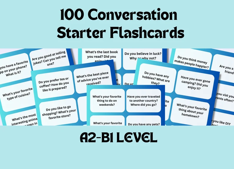 mcwilsonky's tweet photo. 100 ESL Conversation Starter Flashcards - A2-B1 Level | Engage Your Students / Learn English Vocabulary Easily!

https://t.co/rqp2t0yAhc

#ESL #Languages #LanguageLearning #teachers #teaching #learning #MonaPrint #Etsy https://t.co/RxGe8XVyUH
