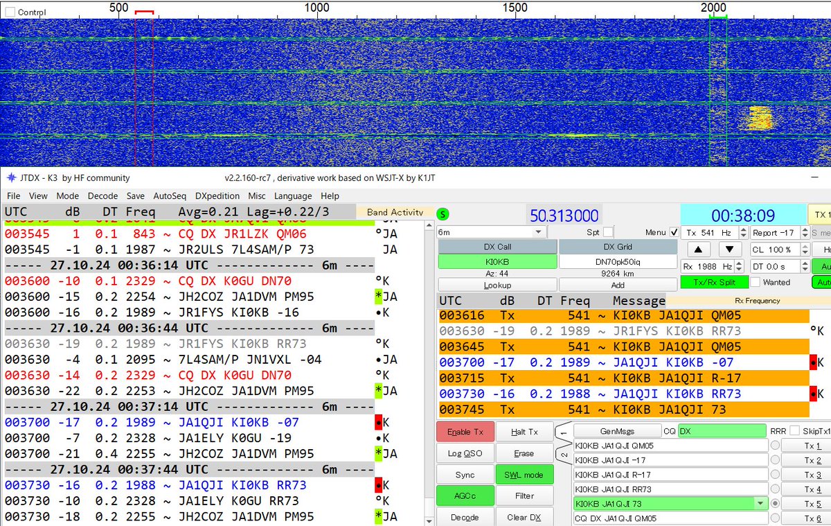 JA1QJI's tweet photo. Hello Jeff san, I'm very glad to see you again even on 6m !
#KI0KB https://t.co/wrG95NvyE3