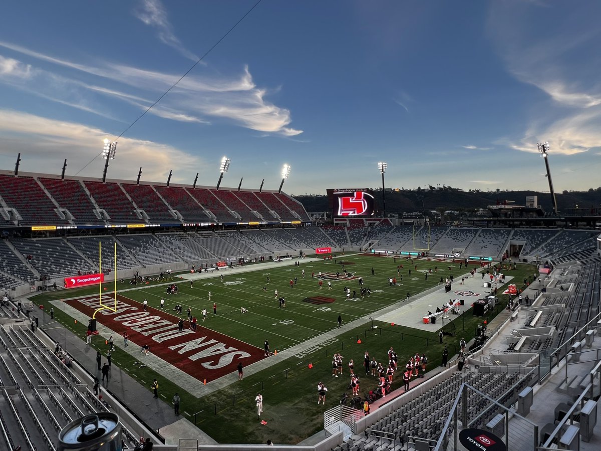 Back at <a href="/SnapdragonStdm/">Snapdragon Stadium</a> to cover the #Aztecs homecoming game against Washington State starting at 7:30 p.m. Follow along as <a href="/EricTheHawk/">Eric</a> and I will be doing a live feed over on the <a href="/SportingTrib/">The Sporting Tribune</a>