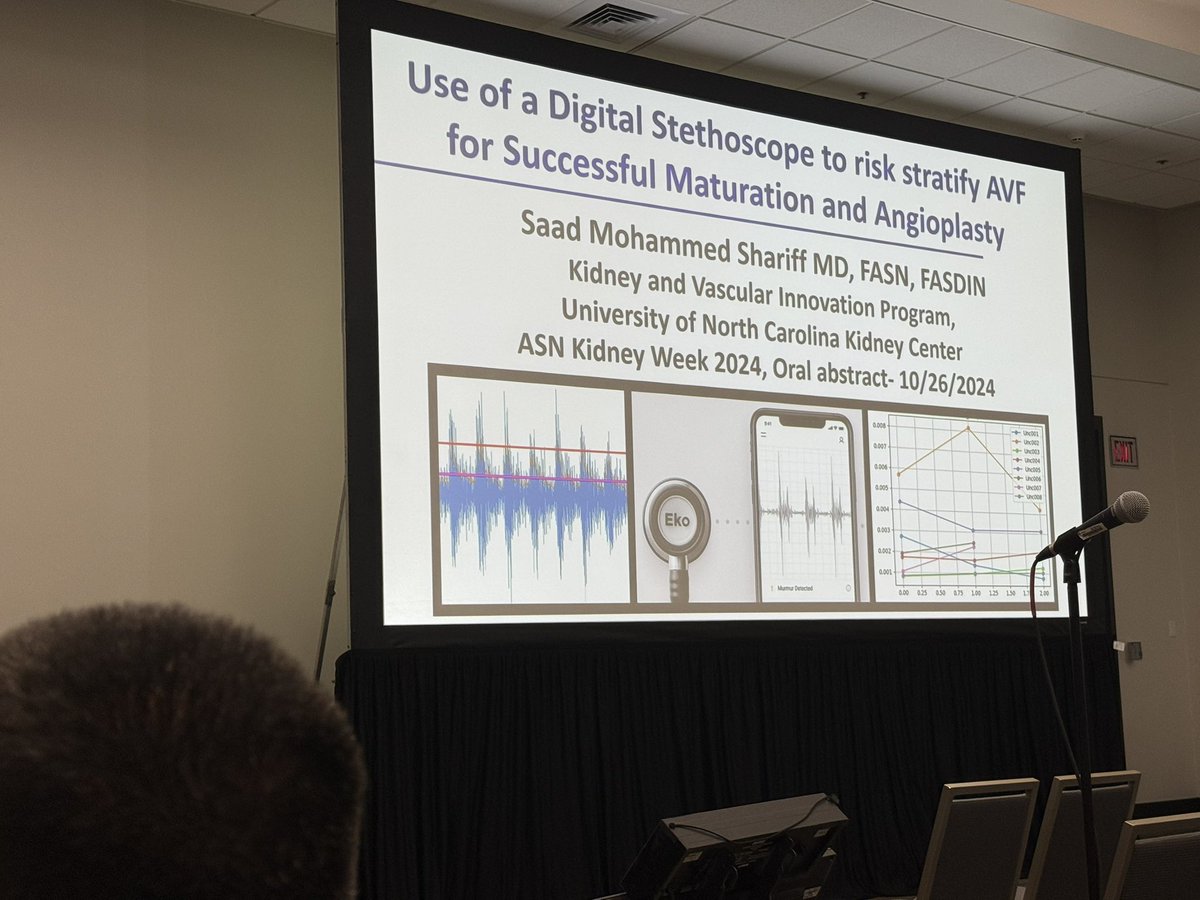 Prabir Roy Chaudhury (@proychaudhurymd) on Twitter photo Great talk by Saad Shariff on the use of the Eko digital stethoscope to Rio stratify patients undergoing AVF placement or AVF angioplasty. Great work Saad. <a href="/UNCKidney/">UNC Kidney Center</a> Great talk by Saad Shariff on the use of the Eko digital stethoscope to Rio stratify patients undergoing AVF placement or AVF angioplasty. Great work Saad. <a href="/UNCKidney/">UNC Kidney Center</a>