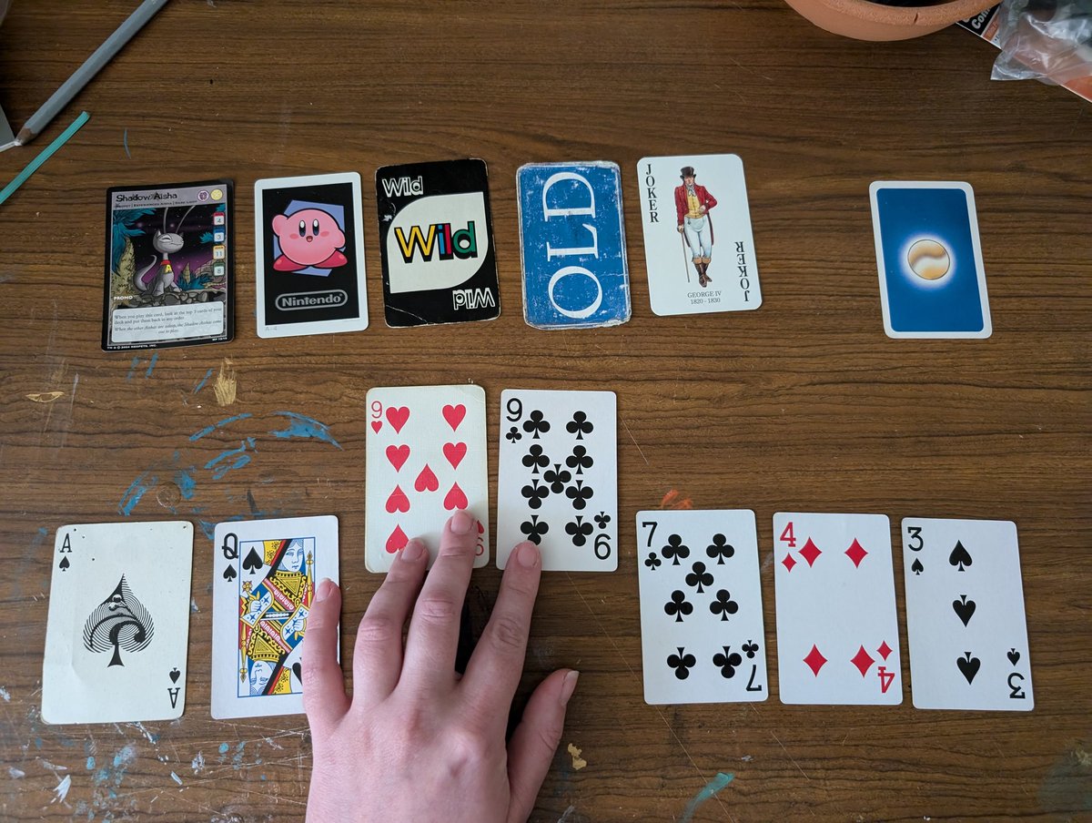Zaphrice's tweet photo. Playing analogue @BalatroGame while we're visiting family today. https://t.co/SZu8GudyPv
