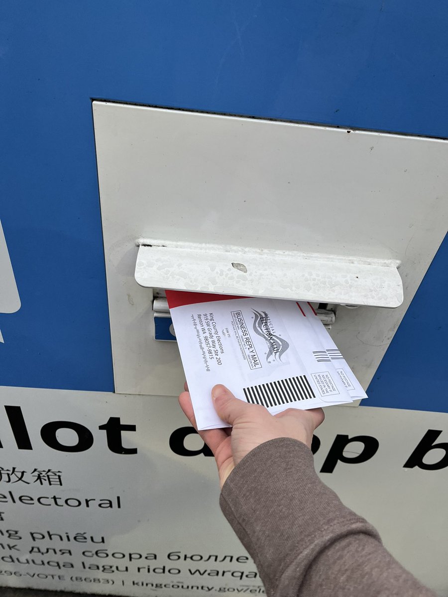 Casting my NO vote on all the statewide initiatives!

And voting to get <a href="/Alexis4Seattle/">Alexis Mercedes Rinck</a> over the line and on the City Council!

Oh, and, Prop 1 of course, <a href="/khoven/">Kirk Hovenkotter</a>