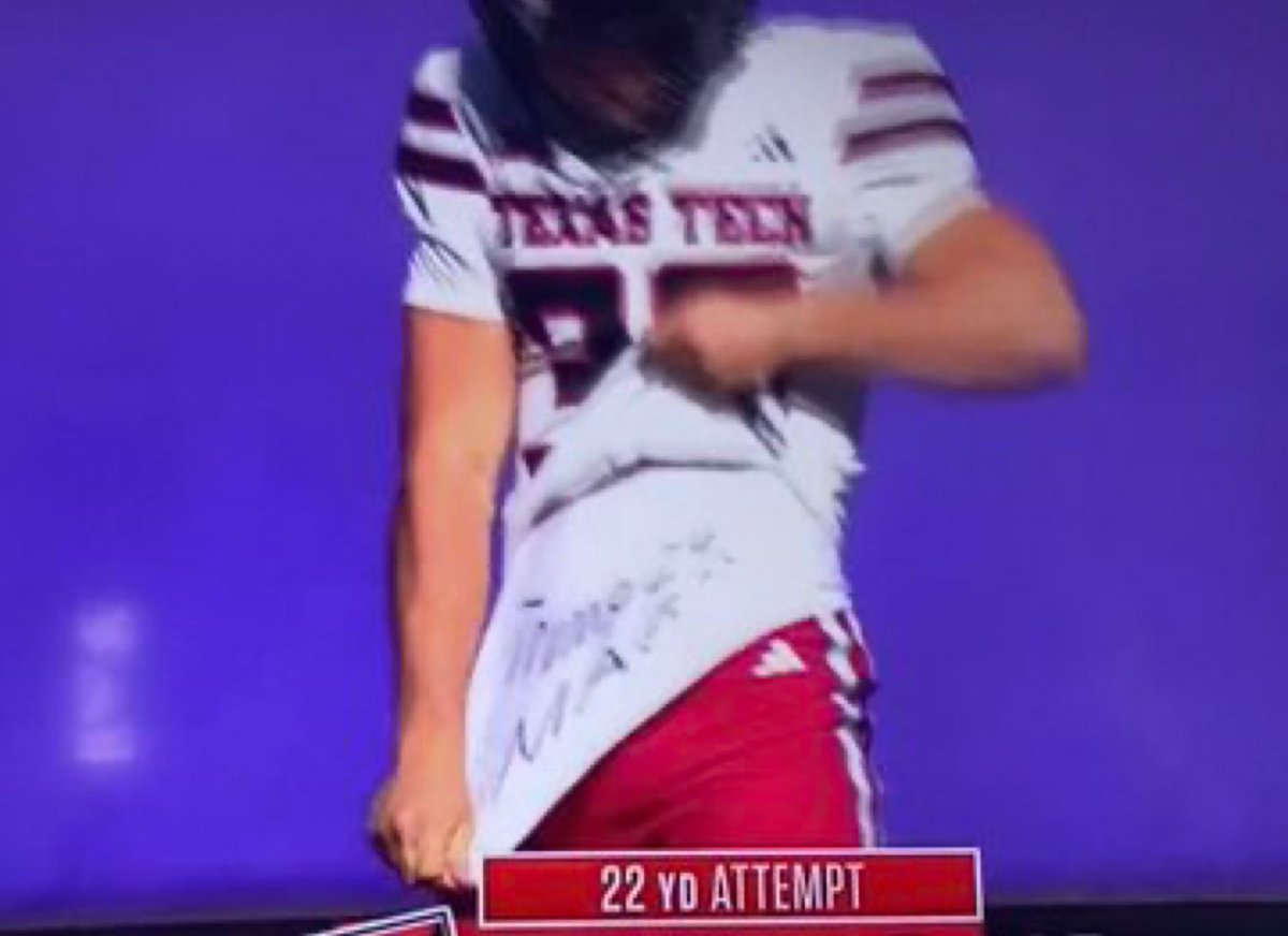 MAGAVoice's tweet photo. HOLY SH*T 🚨 Texas Tech Kicker fakes field goal to score a TD. Shows off shirt that says “Trump 24 MAGA”. LET’S FREAKING GO 🔥 

MAGA IS TAKING OVER 🇺🇸 https://t.co/Q7CfO1F1iK