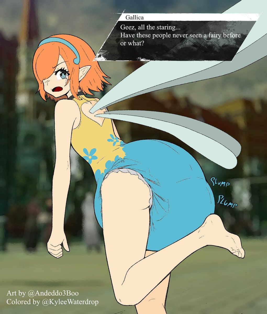 I just played a bit of the Prologue Demo of Metaphor: ReFantazio, and after realizing she's not only from that game, but that she's my new favorite fairy, I had to color this sketch by <a href="/Andeddo3Boo/">The Big Boo</a>

Once again with a game accurate text box, and a textless alt in the comments.