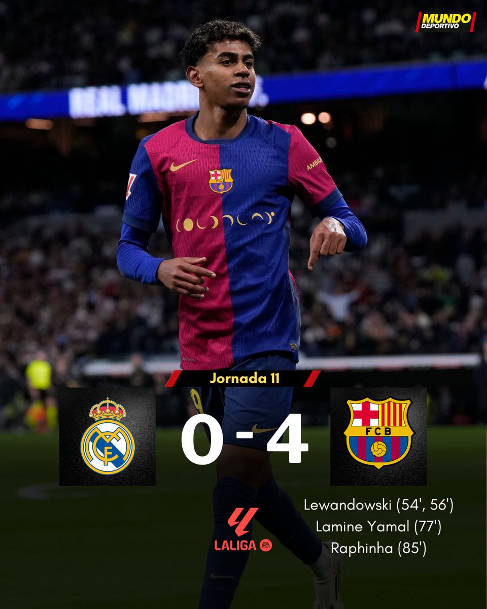 mundodeportivo's tweet photo. 🔵🔴 𝗩𝗜𝗩𝗔 𝗟𝗔 𝗩𝗜𝗗𝗔

🔥 Goleada histórica del Barça en el Santiago Bernabéu https://t.co/7WR17h00xE