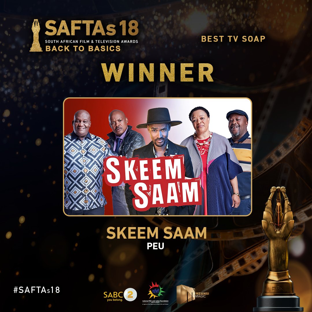 SAFTAs_1's tweet photo. Huge congratulations to Skeem Saam by Peu for winning Best TV Soap at #SAFTAs18! 🏆✨#BackToBasics https://t.co/GaWmUUjwBF