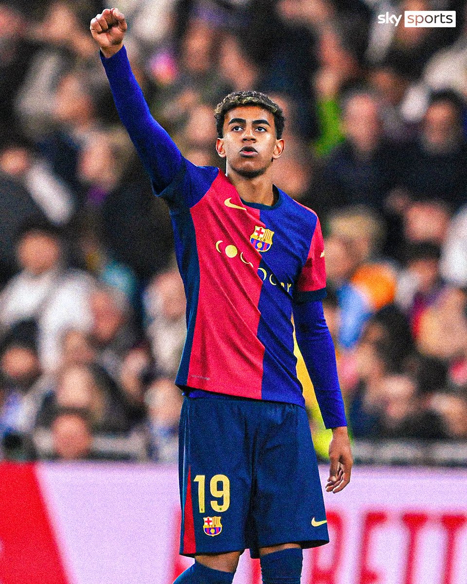 SkyFootball's tweet photo. The youngest player to score in El Clasico history 👏

17-year-old Lamine Yamal 🤩 https://t.co/E1qcWcGu0f