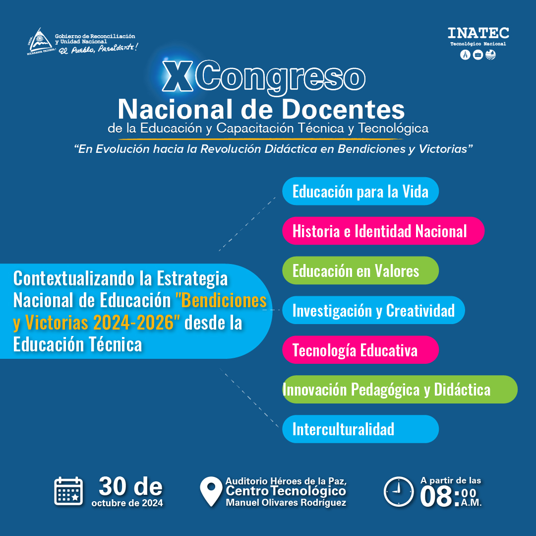 Ejes temáticos que se desarrollarán en el X Congreso Nacional de Docentes de Educación y Capacitación Técnica y Tecnológica, "En Evolución hacia la Revolución Didáctica en Bendiciones y Victorias".