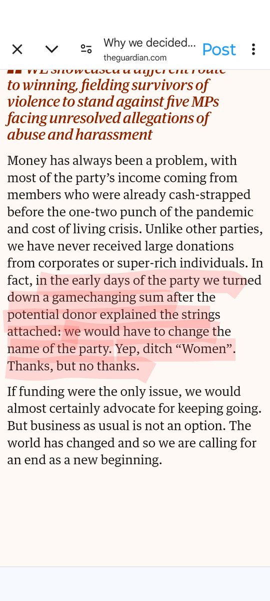 ToothyMaestra's tweet photo. @WEP_UK Pathetic moaning in the Guardian. They turned down a big donor in the early days as they wanted them to remove the word women! Karma sure is a bitch! Aligning with the #TransParty aka the Green Party. And they held a conference on including men and....? https://t.co/My4CjctLs7