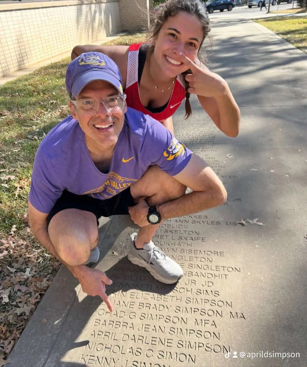 aprilsimpsontv's tweet photo. This picture really made my day. Tim and Lexi found my name on the Senior Walk at the University of Arkansas. Lexi is a student there and Tim is an LSU grad 😩. Love them so much. 🥰 https://t.co/lWias6nclG
