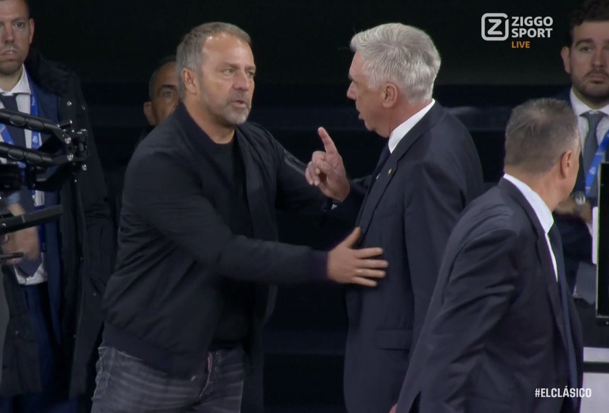 Ancelotti begging Flick not to make it five against his Real Madrid side. 

#ElClásico