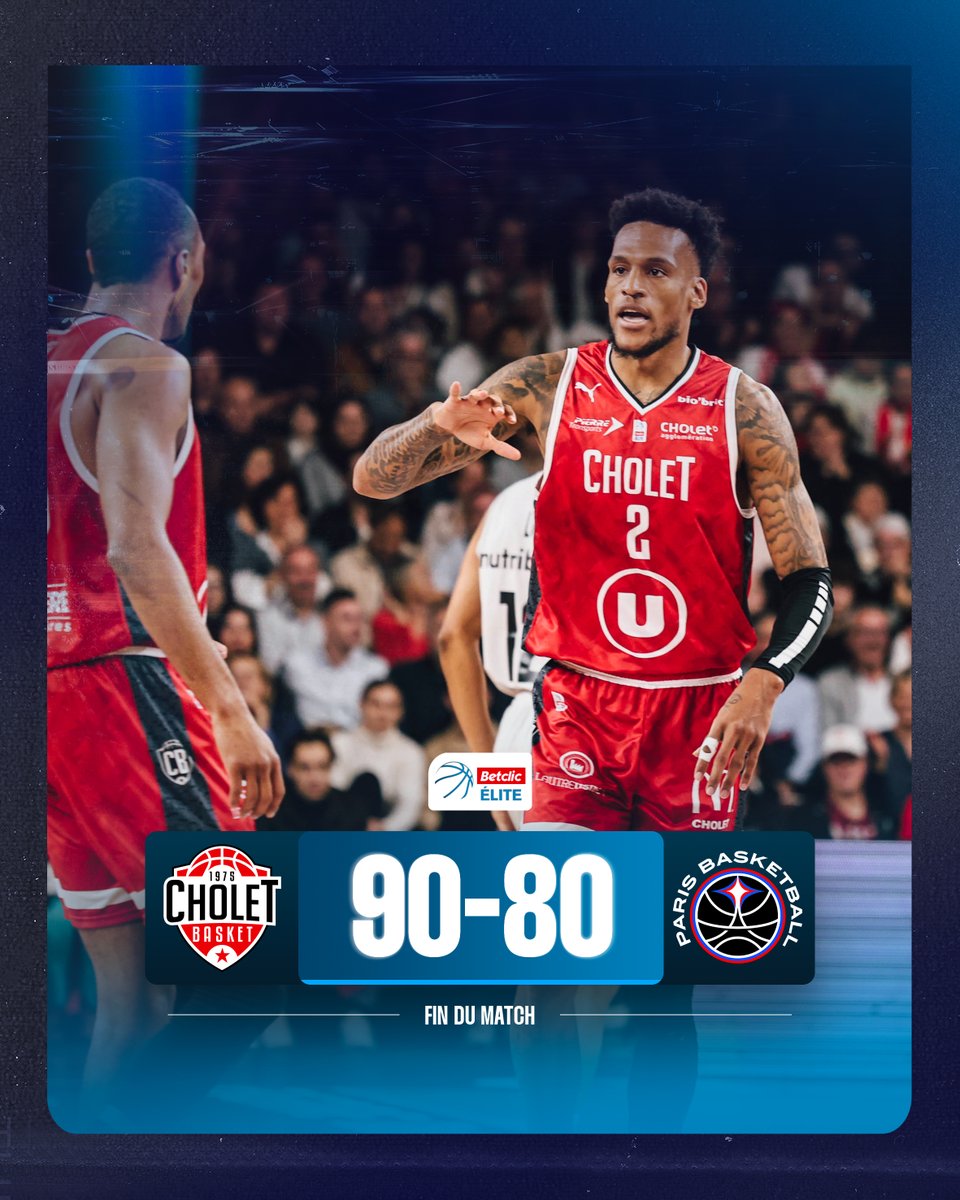 Betclic ELITE (@betclic_elite) on Twitter photo <a href="/CB_officiel/">Cholet Basket</a> domine <a href="/ParisBasketball/">Paris Basketball</a> dans une ambiance survoltée à la Meilleraie ! 🤯
Les Choletais confirment leur très bon début de saison avec un 4⃣e succès en 5⃣ matchs de #BetclicELITE 👊 <a href="/CB_officiel/">Cholet Basket</a> domine <a href="/ParisBasketball/">Paris Basketball</a> dans une ambiance survoltée à la Meilleraie ! 🤯
Les Choletais confirment leur très bon début de saison avec un 4⃣e succès en 5⃣ matchs de #BetclicELITE 👊